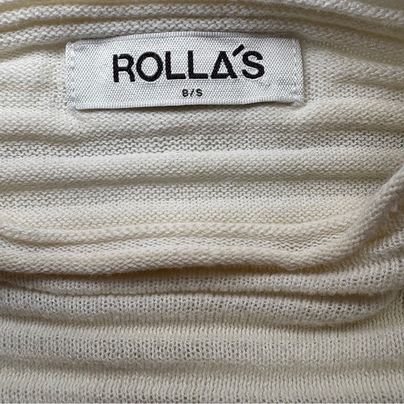 ROLLA'S Cream Ribbed Long Sleeve Top Size Small - Picture 3 of 8